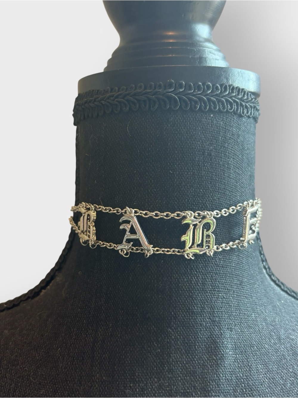 Silver Old English Gothic Style Letters Babe Chain Choker Necklace